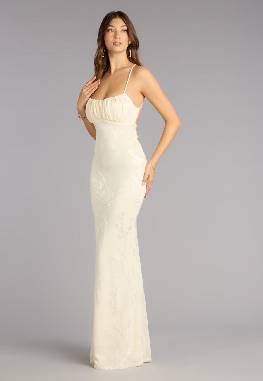 Elaine Jacquard Mesh Mermaid Dress
