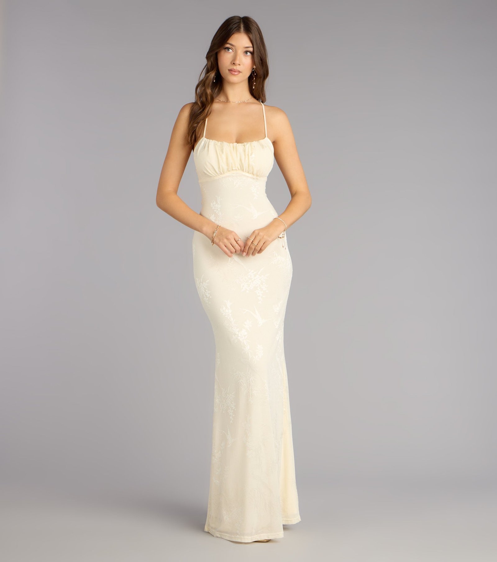 Elaine Jacquard Mesh Mermaid Dress - Image 4