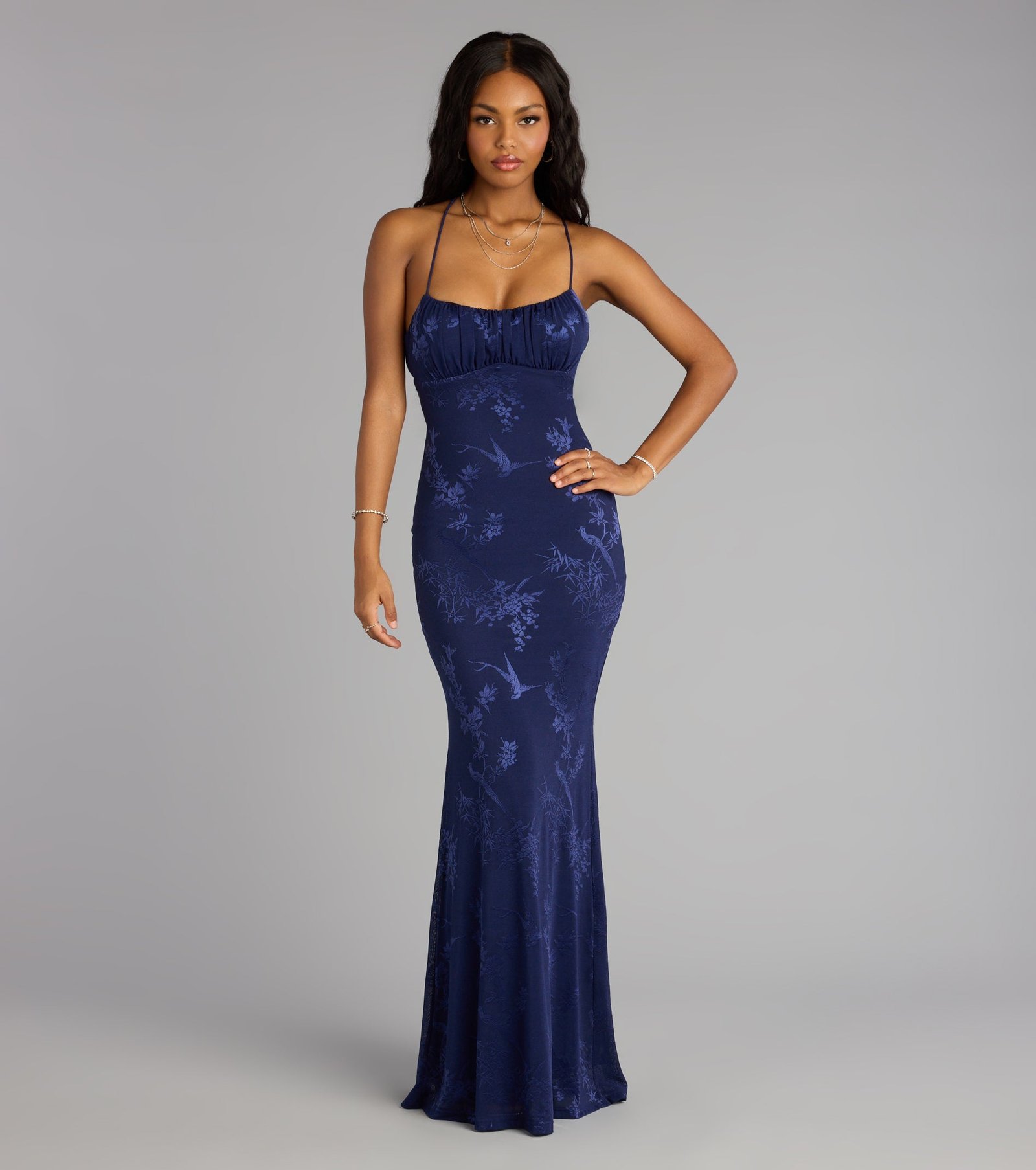 Elaine Jacquard Mesh Mermaid Dress - Image 5