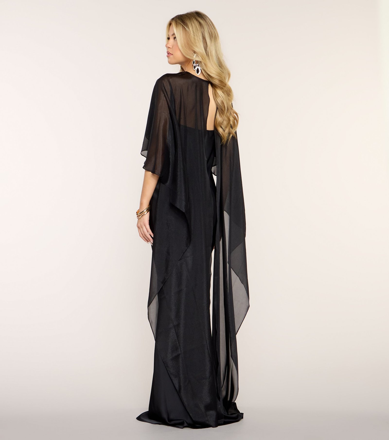 Felicity Satin Dress With Sheer Shawl - Image 9