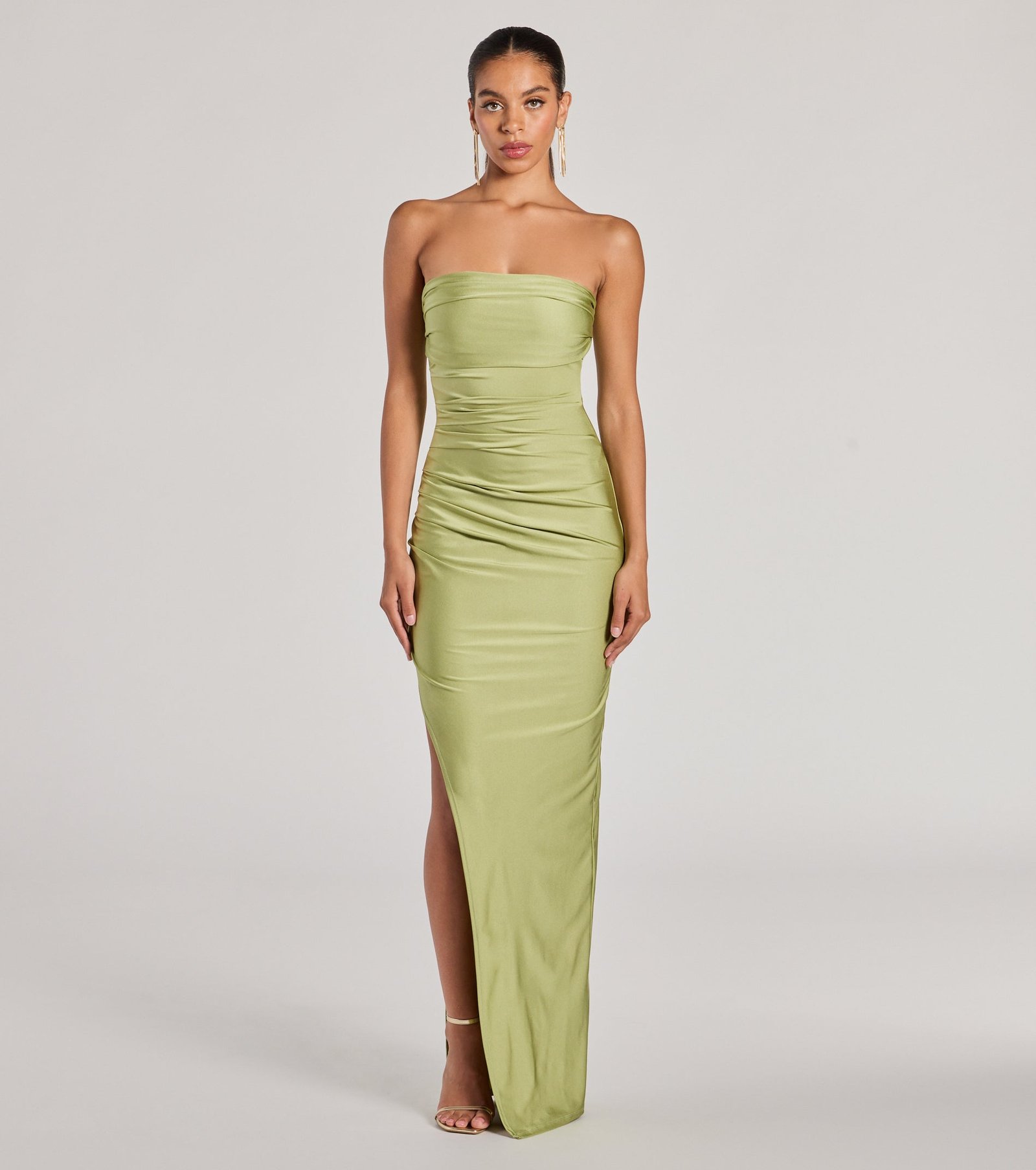 Anisley Strapless High Slit Column Formal Dress - Image 17
