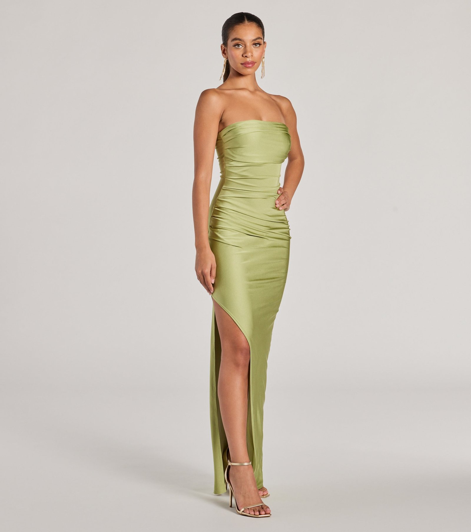 Anisley Strapless High Slit Column Formal Dress - Image 19