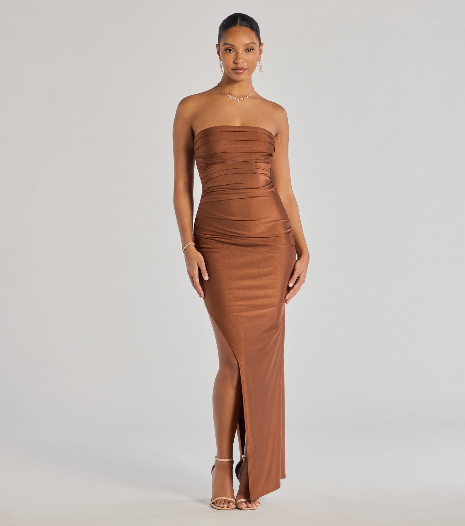 Anisley Strapless High Slit Column Formal Dress - Image 29