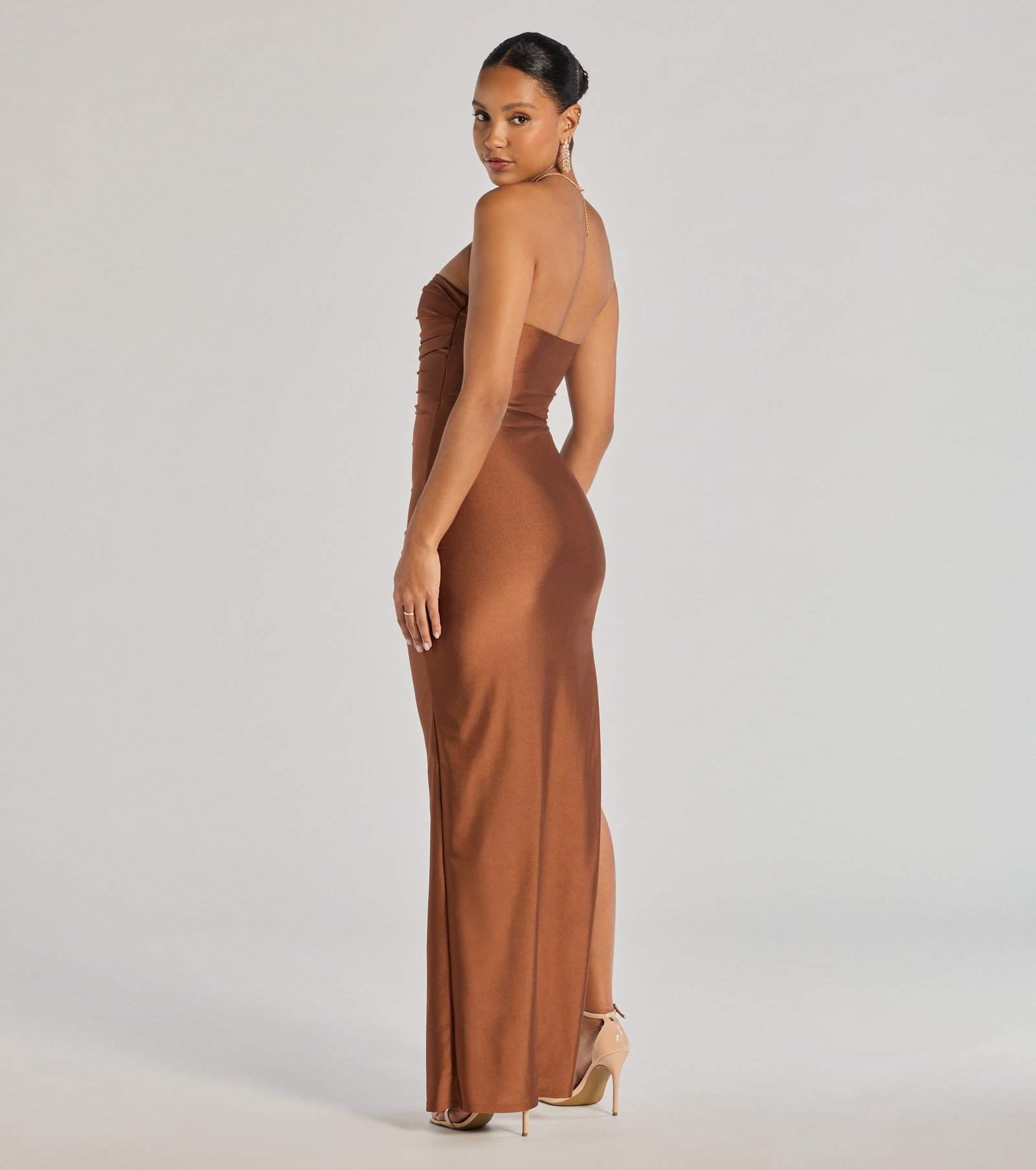 Anisley Strapless High Slit Column Formal Dress - Image 30