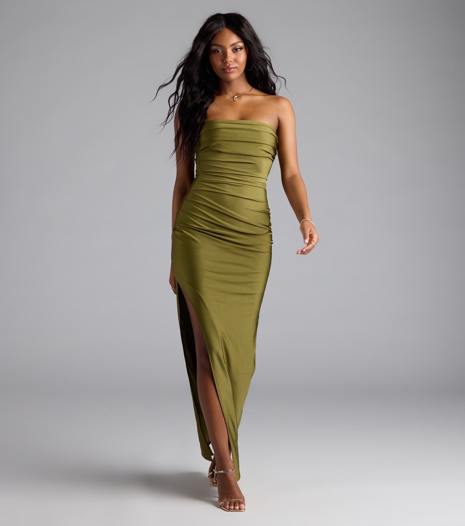 Anisley Strapless High Slit Column Formal Dress - Image 33