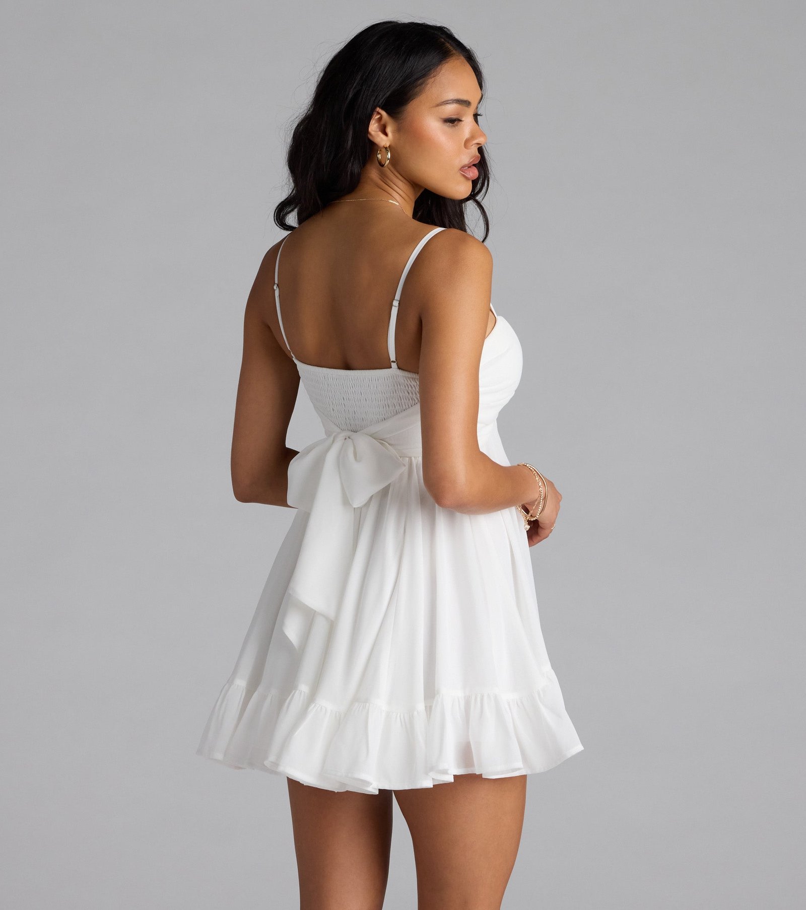 Perfectly Pretty Tie Back Chiffon Babydoll Dress - Image 6